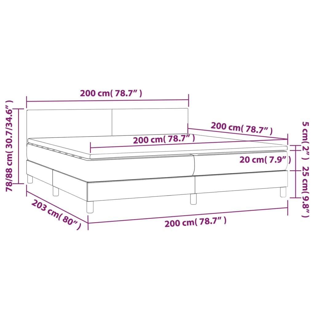 vidaXL Sommier à lattes de lit avec matelas Marron foncé 200x200 cm