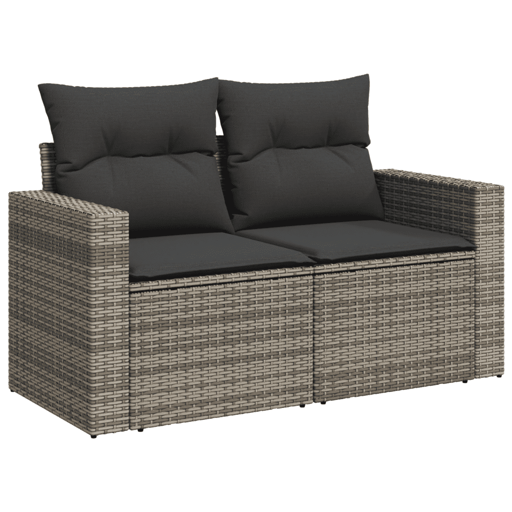 vidaXL Salon de jardin 11 pcs avec coussins gris résine tressée