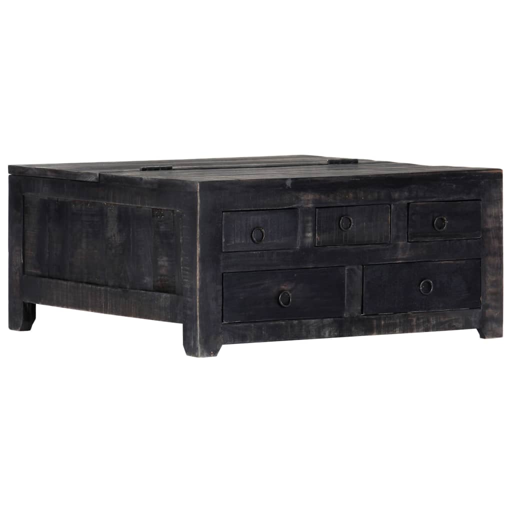 vidaXL Table basse Noir 65x65x30 cm Bois de manguier massif