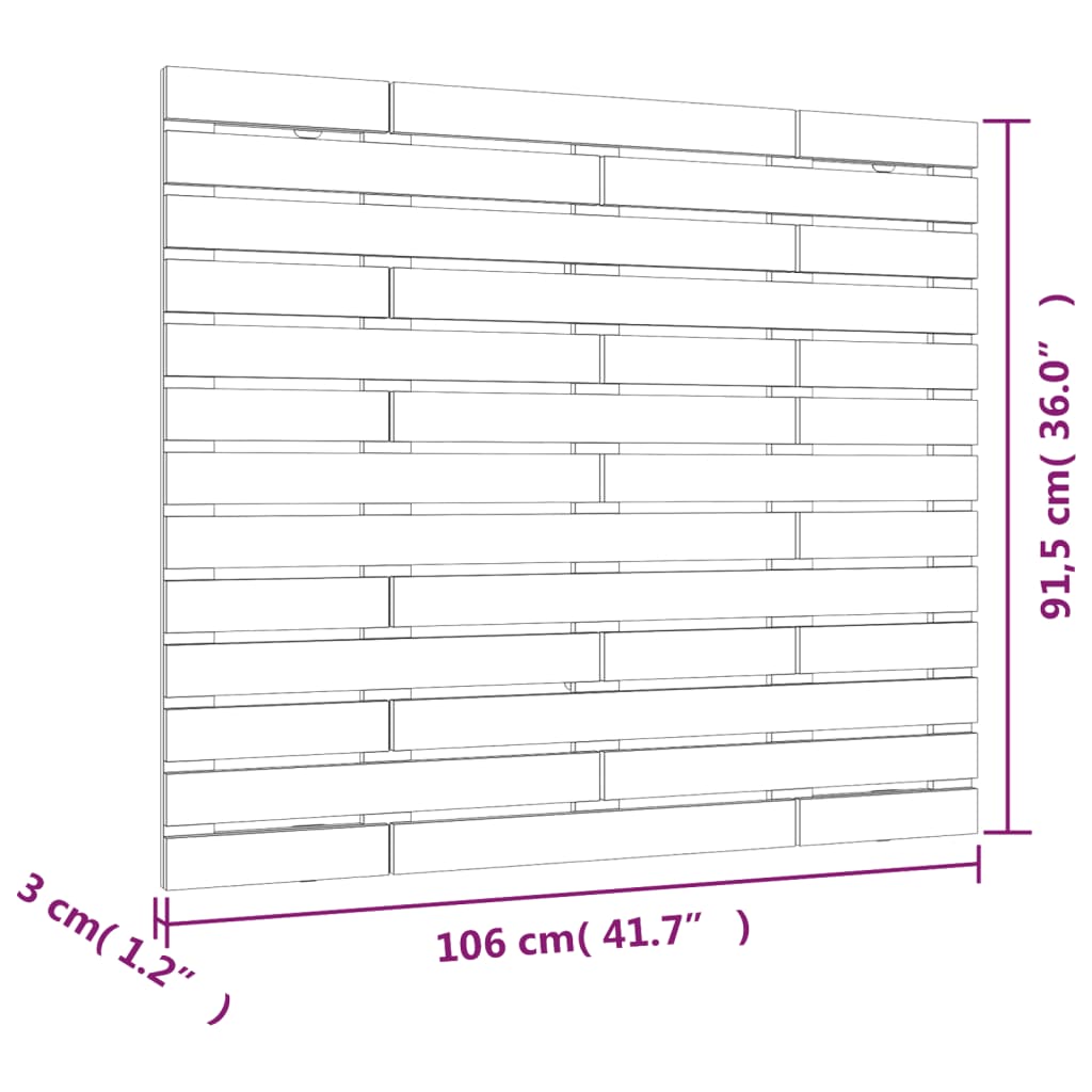 vidaXL Tête de lit murale 106x3x91,5 cm Bois massif de pin