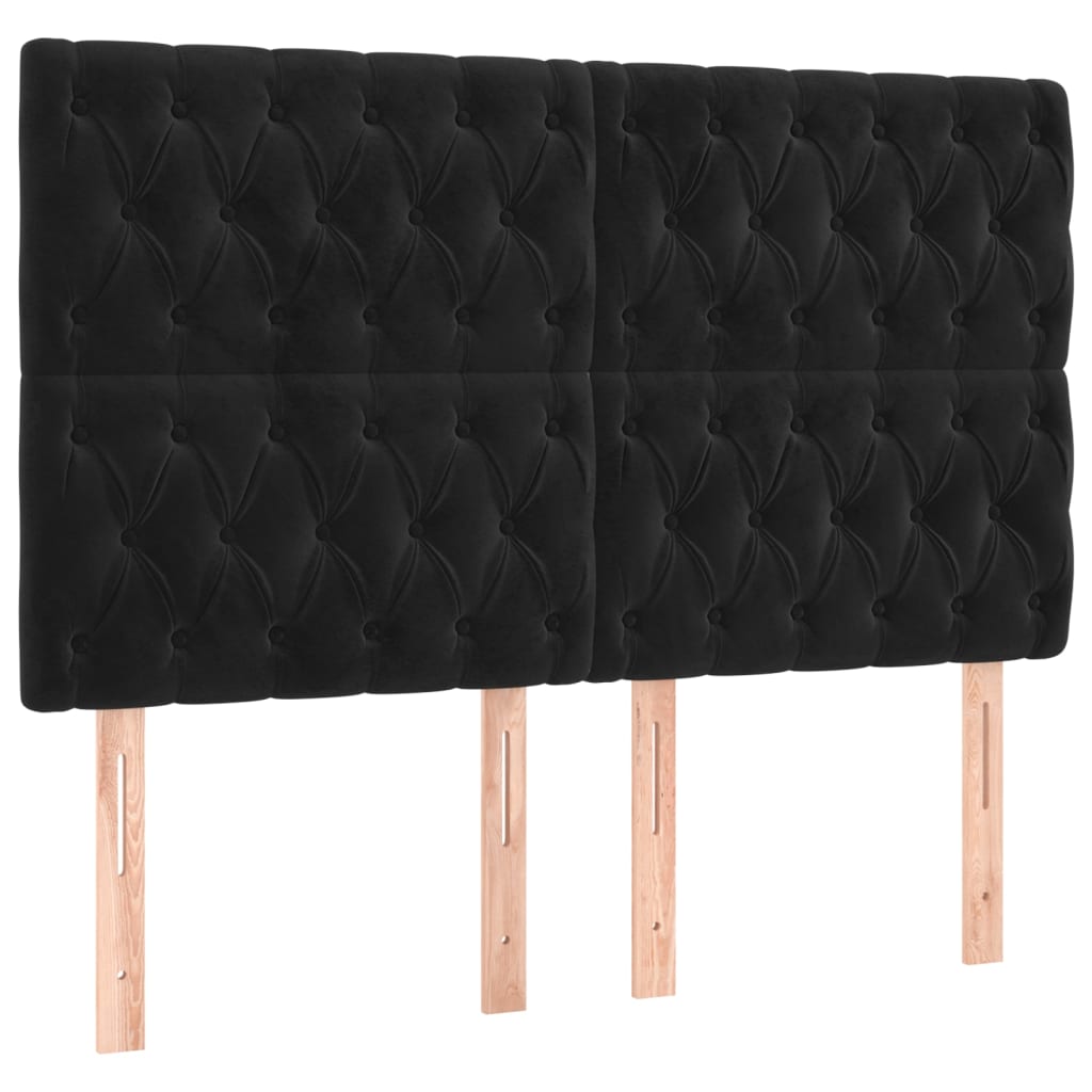 vidaXL Têtes de lit 4 pcs Noir 72x7x78/88 cm Velours