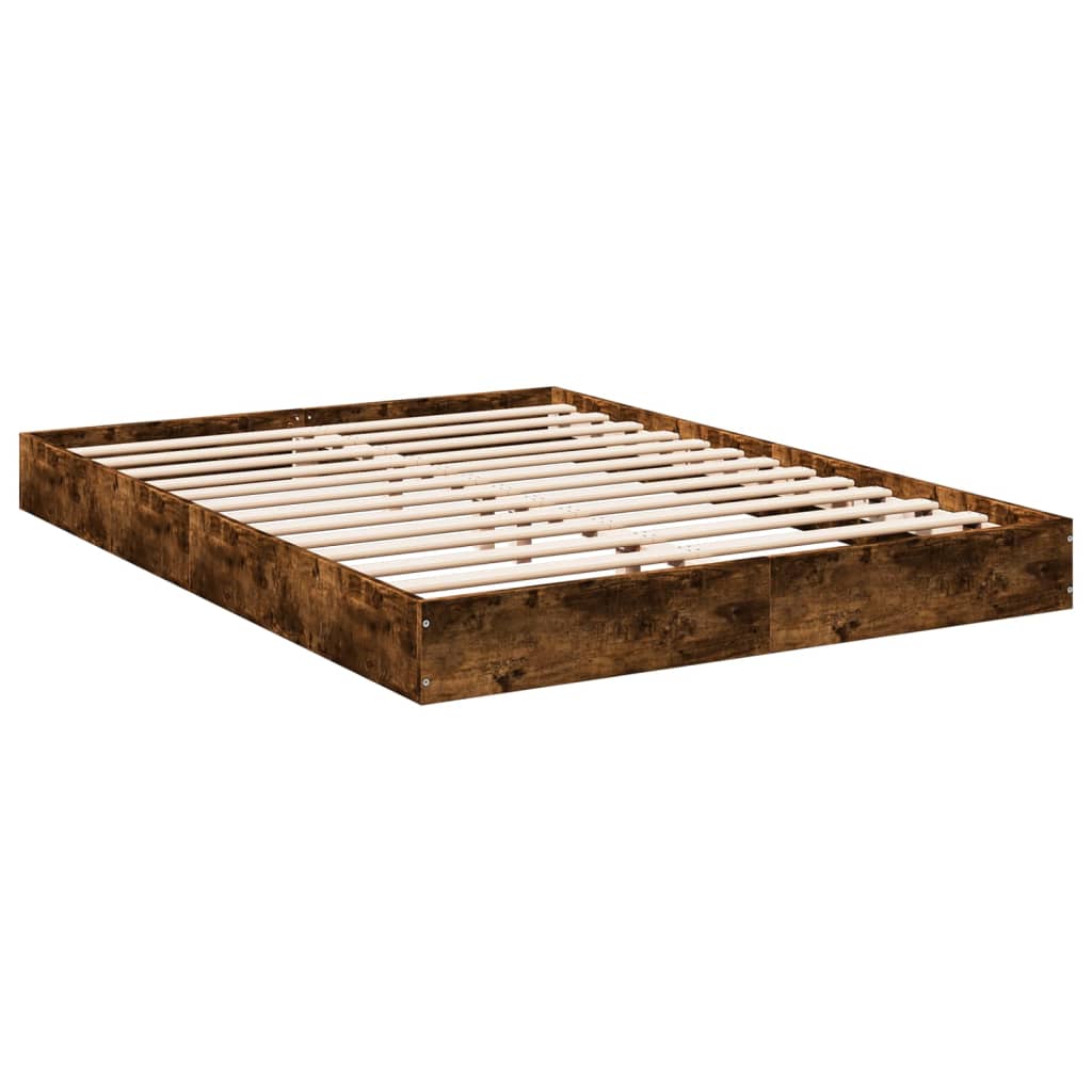 vidaXL Cadre de lit sans matelas chêne fumé 140x190 cm bois ingénierie