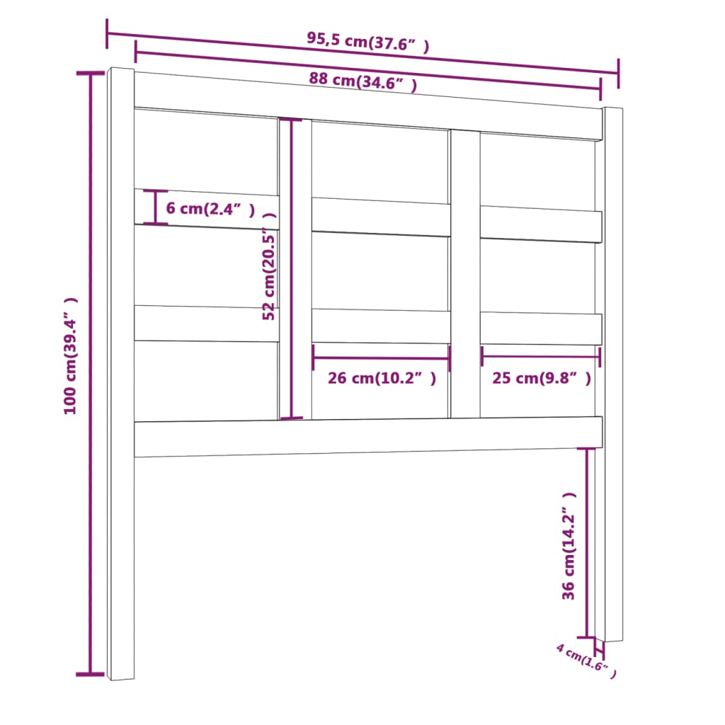 vidaXL Tête de lit 95,5x4x100 cm Bois massif de pin