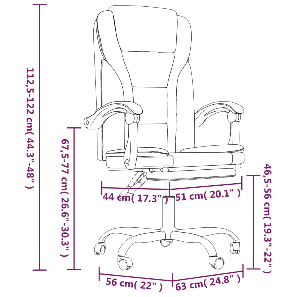 vidaXL Fauteuil inclinable de bureau Marron Similicuir