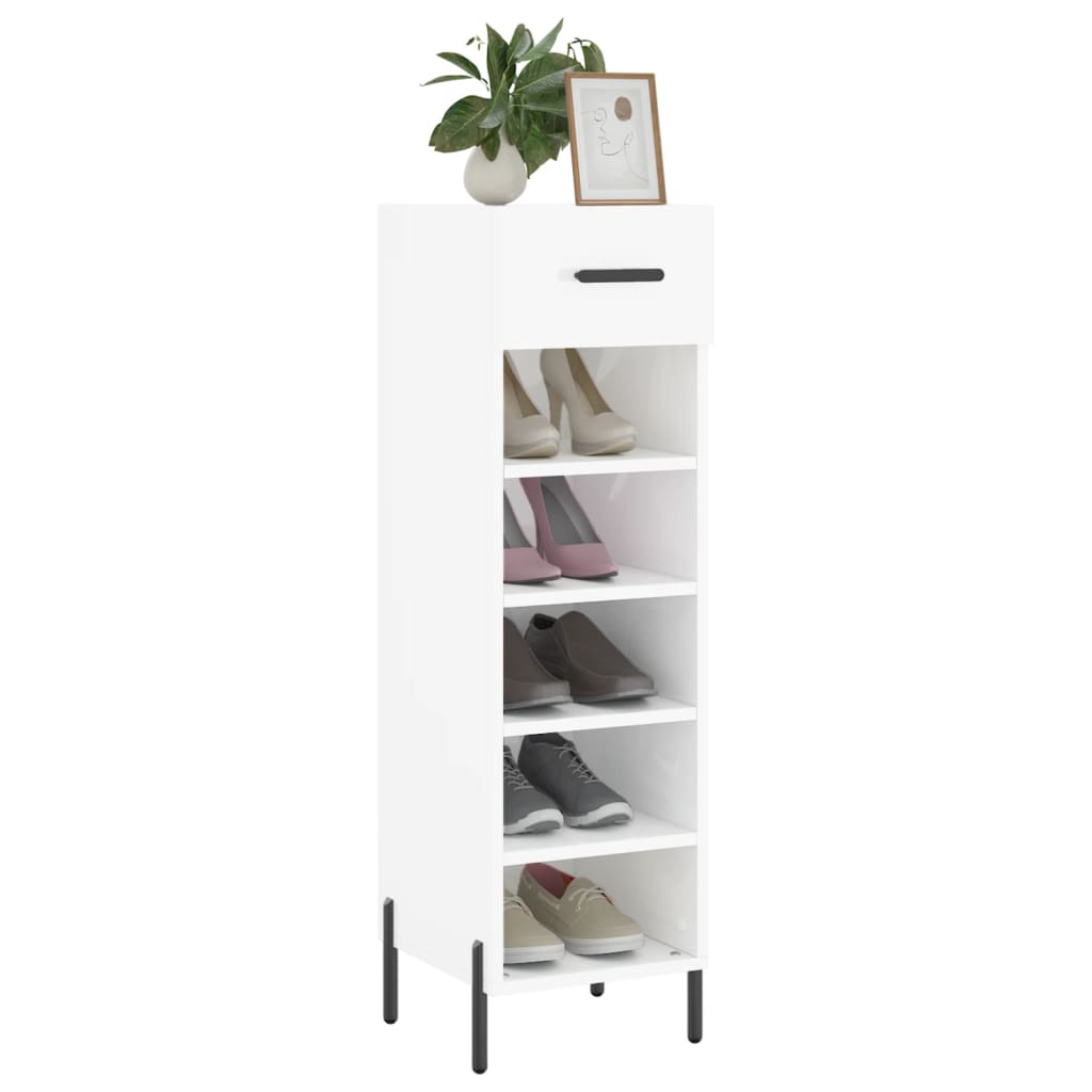 vidaXL Armoire à chaussure Blanc brillant 30x35x105 cm Bois ingénierie