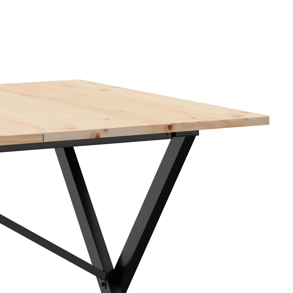 vidaXL Table à manger cadre en X 160x80x75 cm bois de pin massif fonte