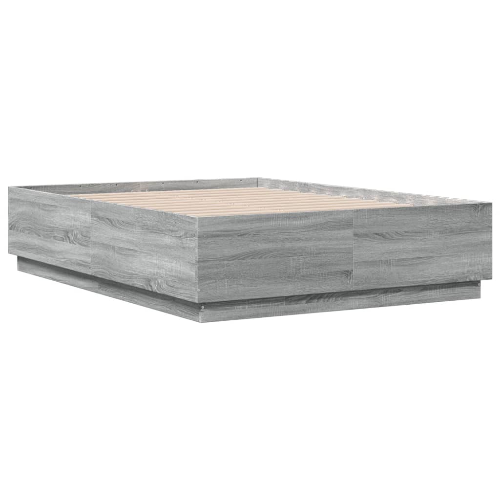 vidaXL Cadre de lit sonoma gris 135x190 cm bois d'ingénierie