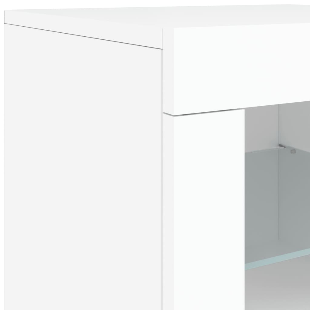 vidaXL Buffet avec lumières LED blanc 283x37x67 cm