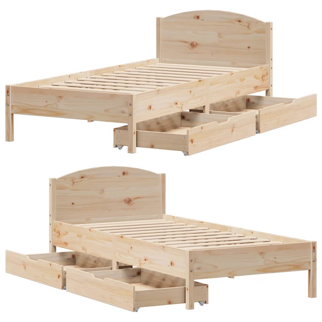 vidaXL Cadre de lit sans matelas 75x190 cm bois de pin massif