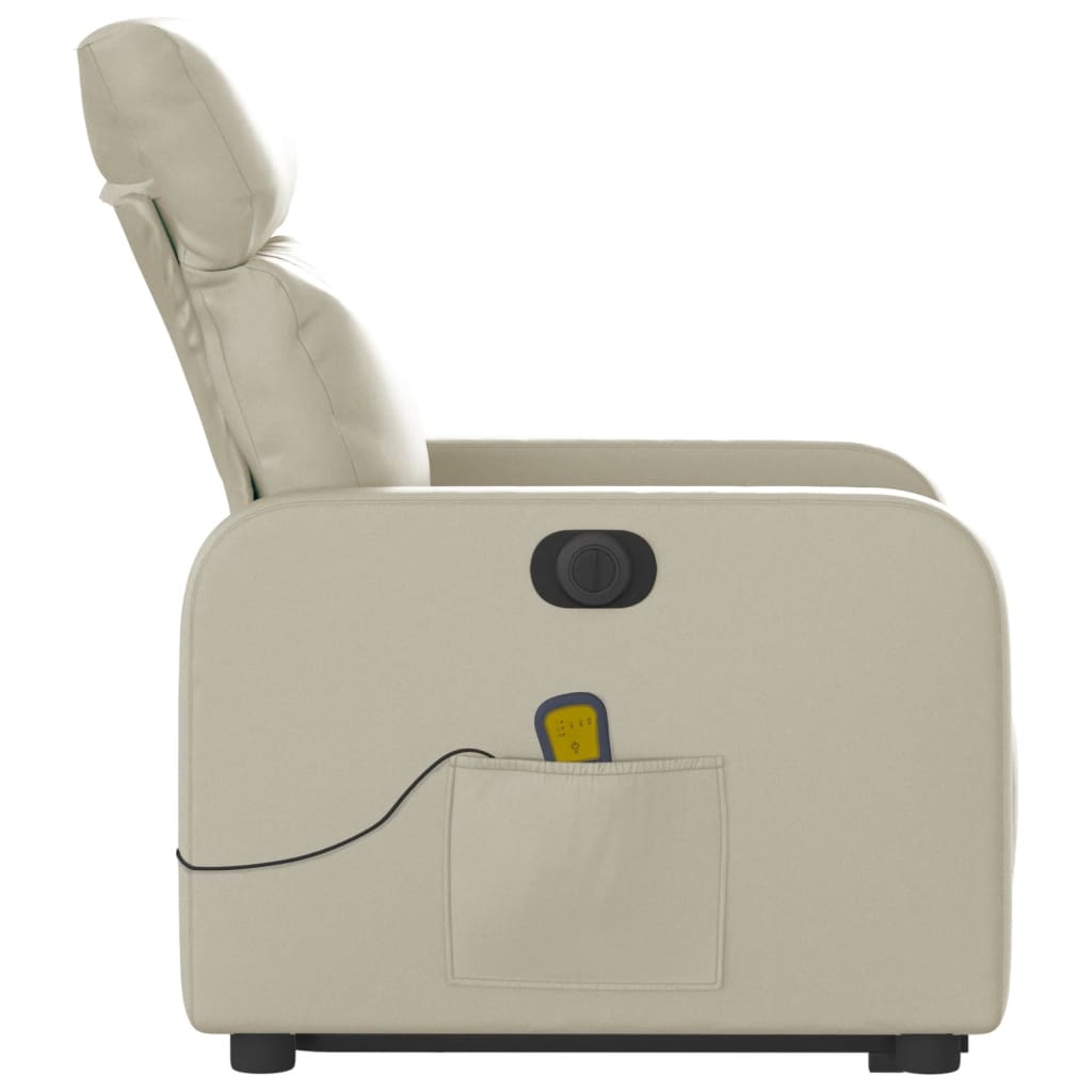 vidaXL Fauteuil inclinable de massage électrique crème similicuir