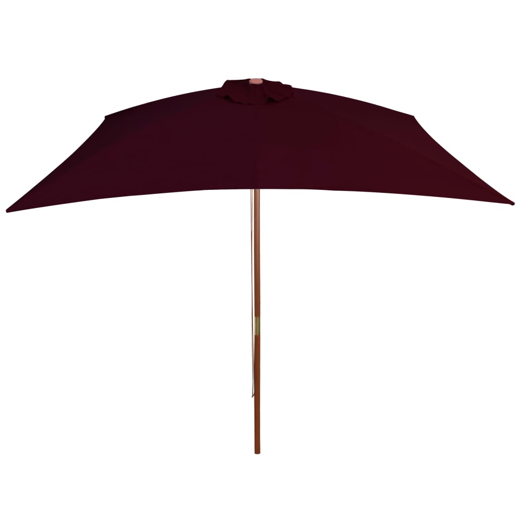 vidaXL Parasol de jardin avec mât en bois rouge bordeaux 200x300 cm