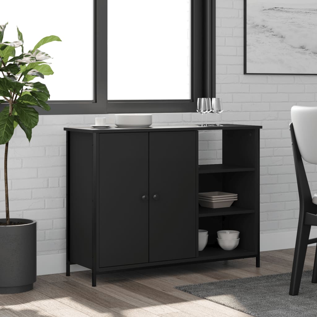 vidaXL Buffet noir 100x33x75 cm bois d'ingénierie