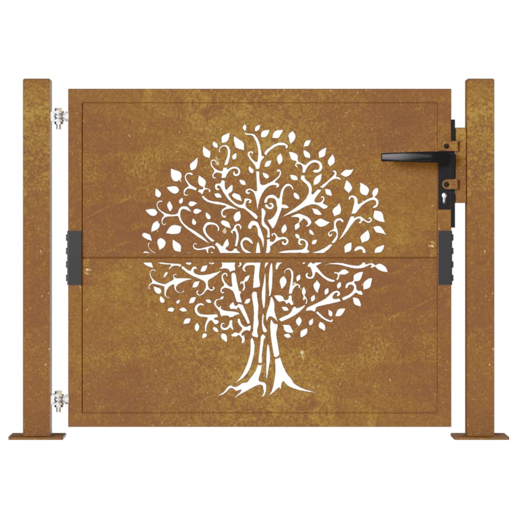 vidaXL Portail de jardin 105x105 cm acier corten conception de l'arbre