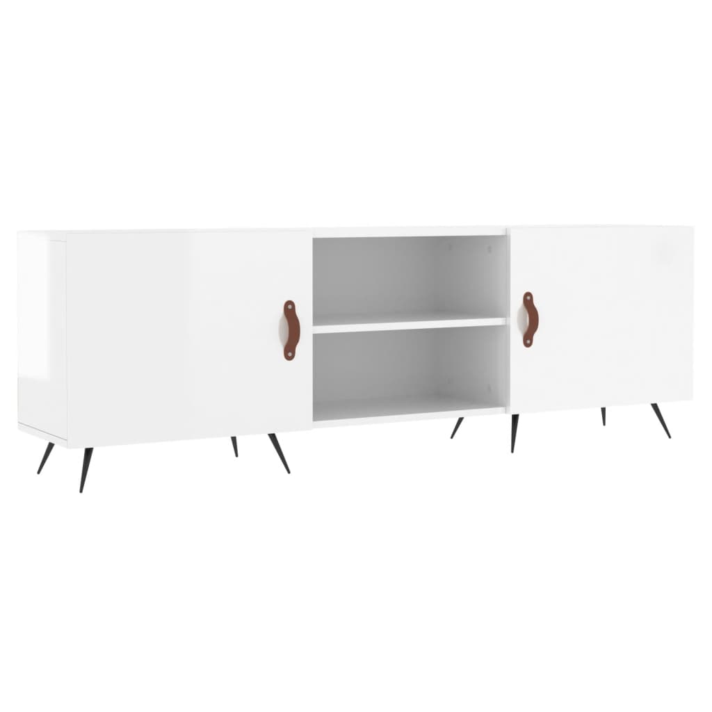 vidaXL Meuble TV blanc brillant 150x30x50 cm bois d'ingénierie