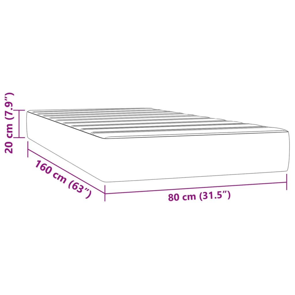 vidaXL Matelas à ressorts ensachés pour enfants rose 80x160 cm velours