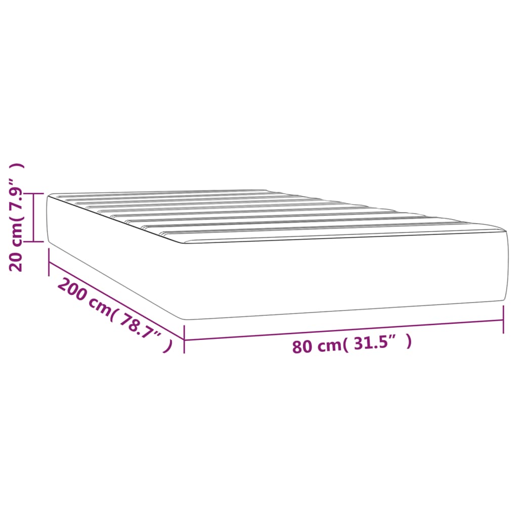 vidaXL Matelas de lit à ressorts ensachés Gris 80x200x20 cm Similicuir