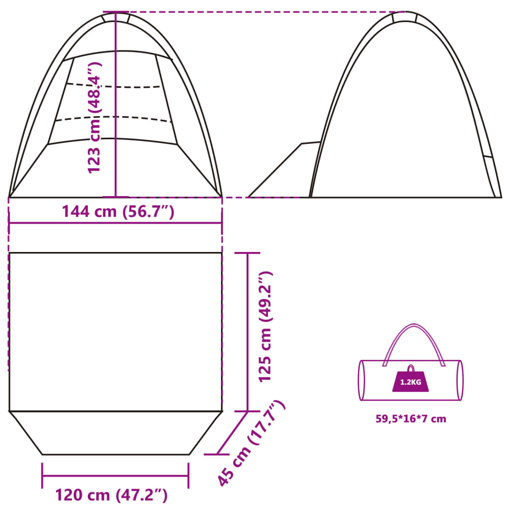 vidaXL Tente de plage 3 personnes bleu azuré imperméable