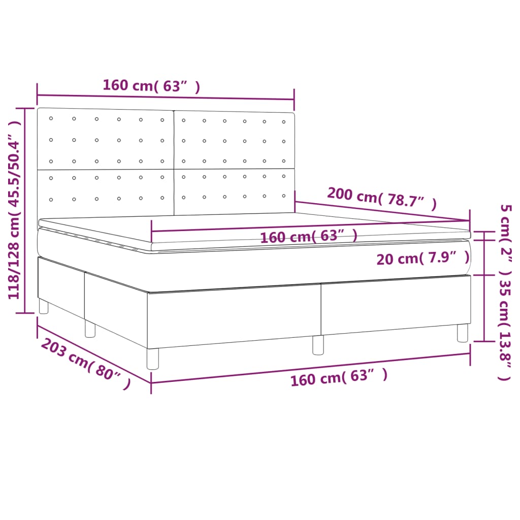 vidaXL Sommier à lattes de lit avec matelas Crème 160x200 cm Tissu