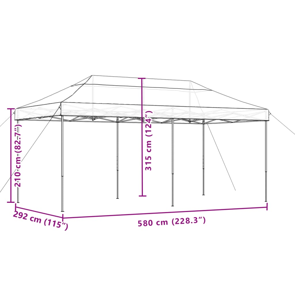 vidaXL Tente de réception pliable escamotable orange 580x292x315 cm