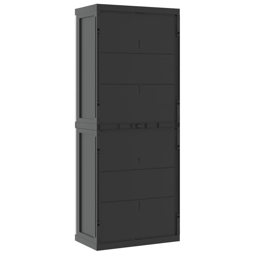 vidaXL Armoire de rangement d'extérieur gris et noir 65x37x165 cm PP