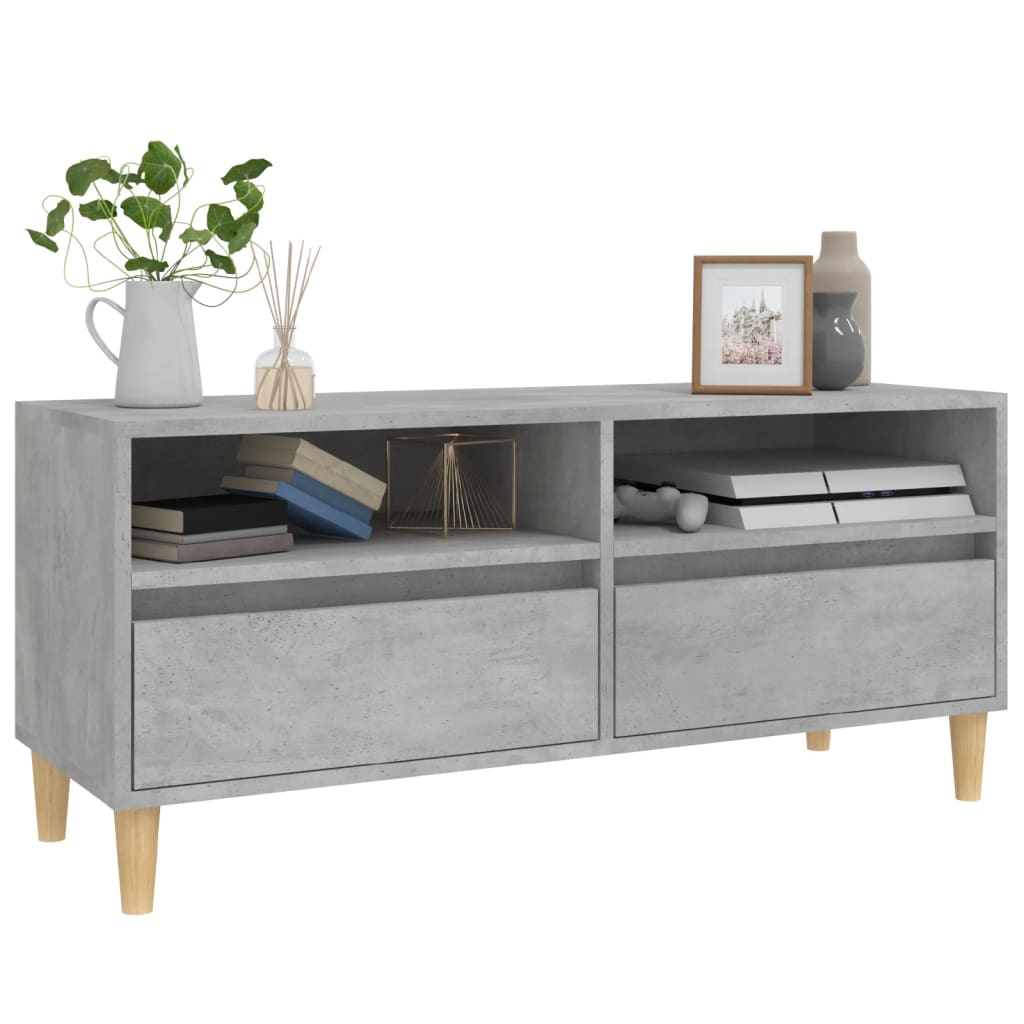 vidaXL Meuble TV gris béton 100x34,5x44,5 cm bois d'ingénierie