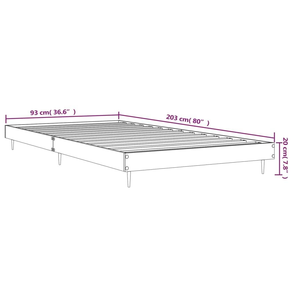 vidaXL Cadre de lit blanc brillant 90x200 cm bois d'ingénierie