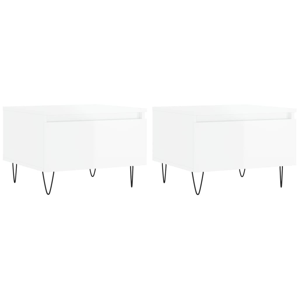 vidaXL Tables basses 2 pcs blanc brillant 50x46x35cm bois d'ingénierie