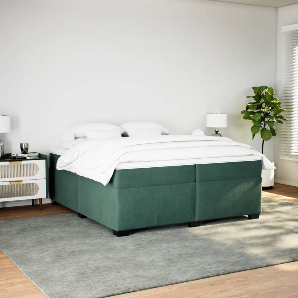 vidaXL Sommier à lattes de lit et matelas Vert foncé 200x200cm Velours