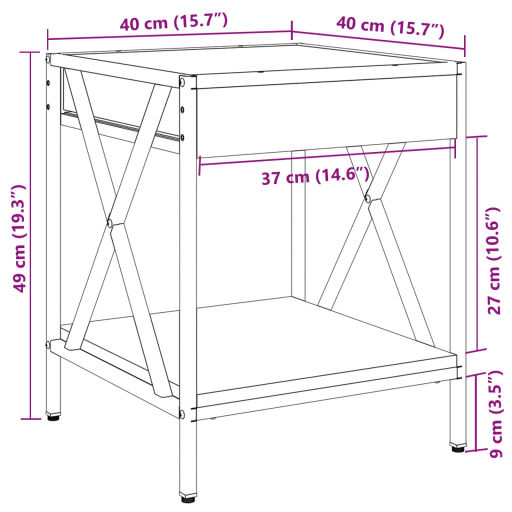 vidaXL Table basse avec LED Infinity noir 40x40x49 cm