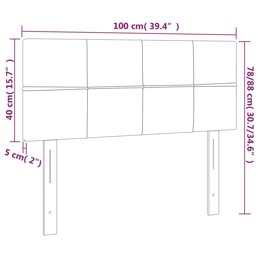 vidaXL Tête de lit à LED Gris clair 100x5x78/88 cm Velours