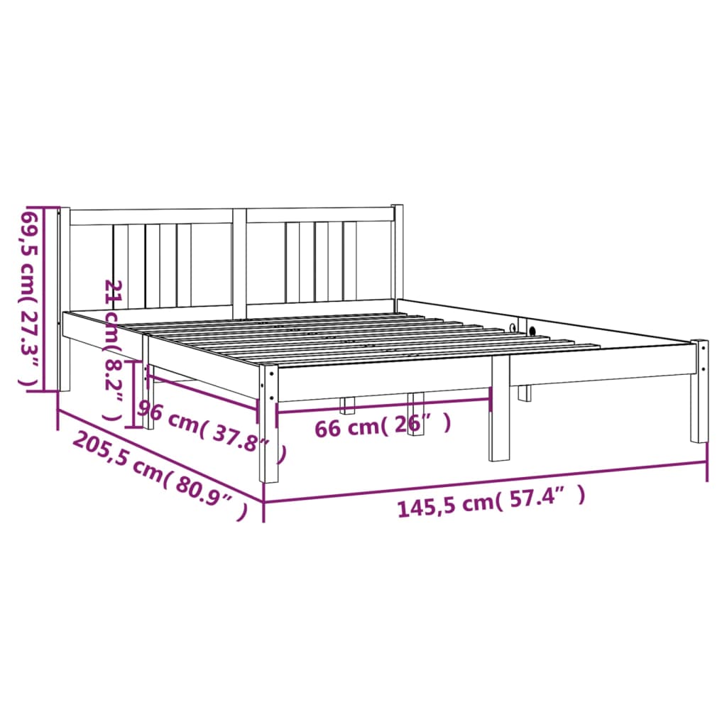 vidaXL Cadre de lit sans matelas blanc bois massif 140x200 cm