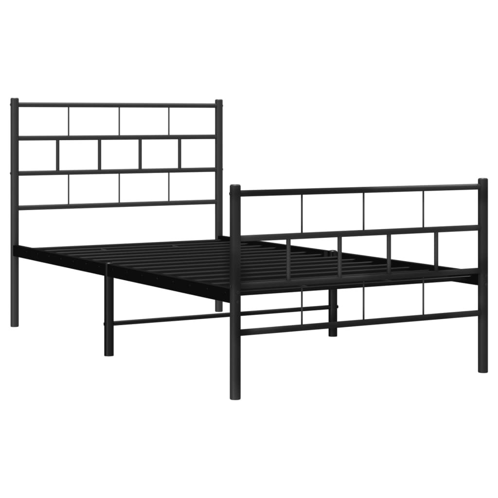 vidaXL Cadre de lit métal sans matelas et pied de lit noir 100x200 cm