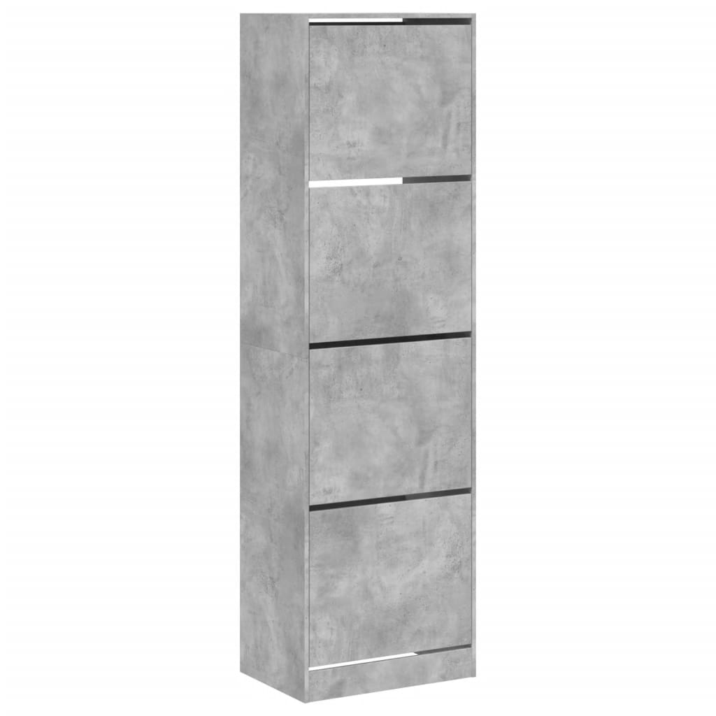 vidaXL Armoire à chaussures 4 tiroirs rabattables gris 60x42x204 cm