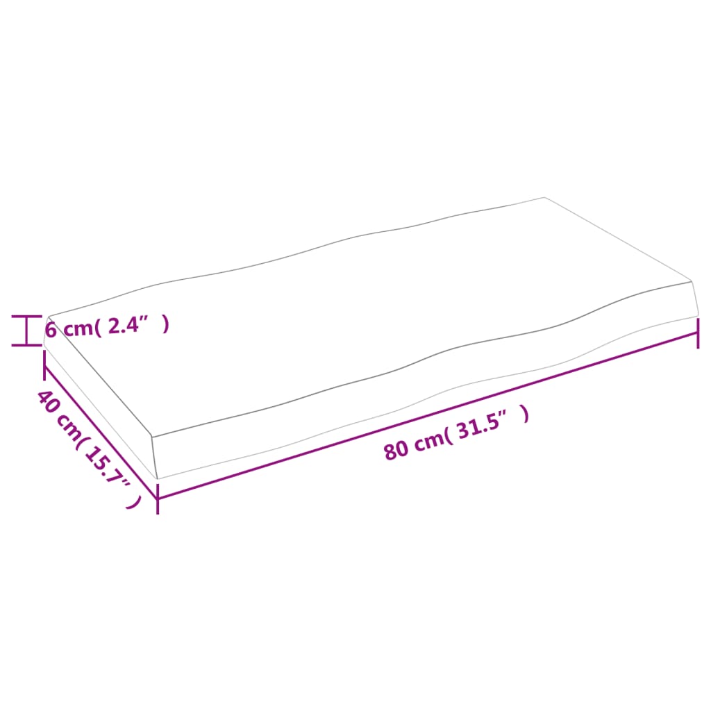 vidaXL Dessus de table bois massif non traité bordure assortie