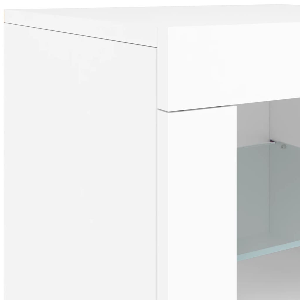 vidaXL Buffet avec lumières LED blanc 162x37x67 cm