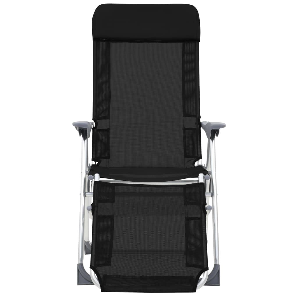 vidaXL Chaises de camping pliantes et repose-pied 2 pcs noir textilène