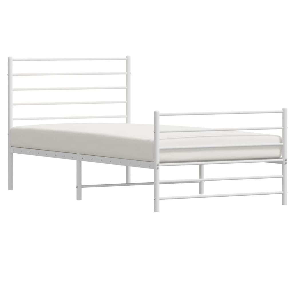 vidaXL Cadre de lit métal sans matelas et pied de lit blanc 100x200 cm