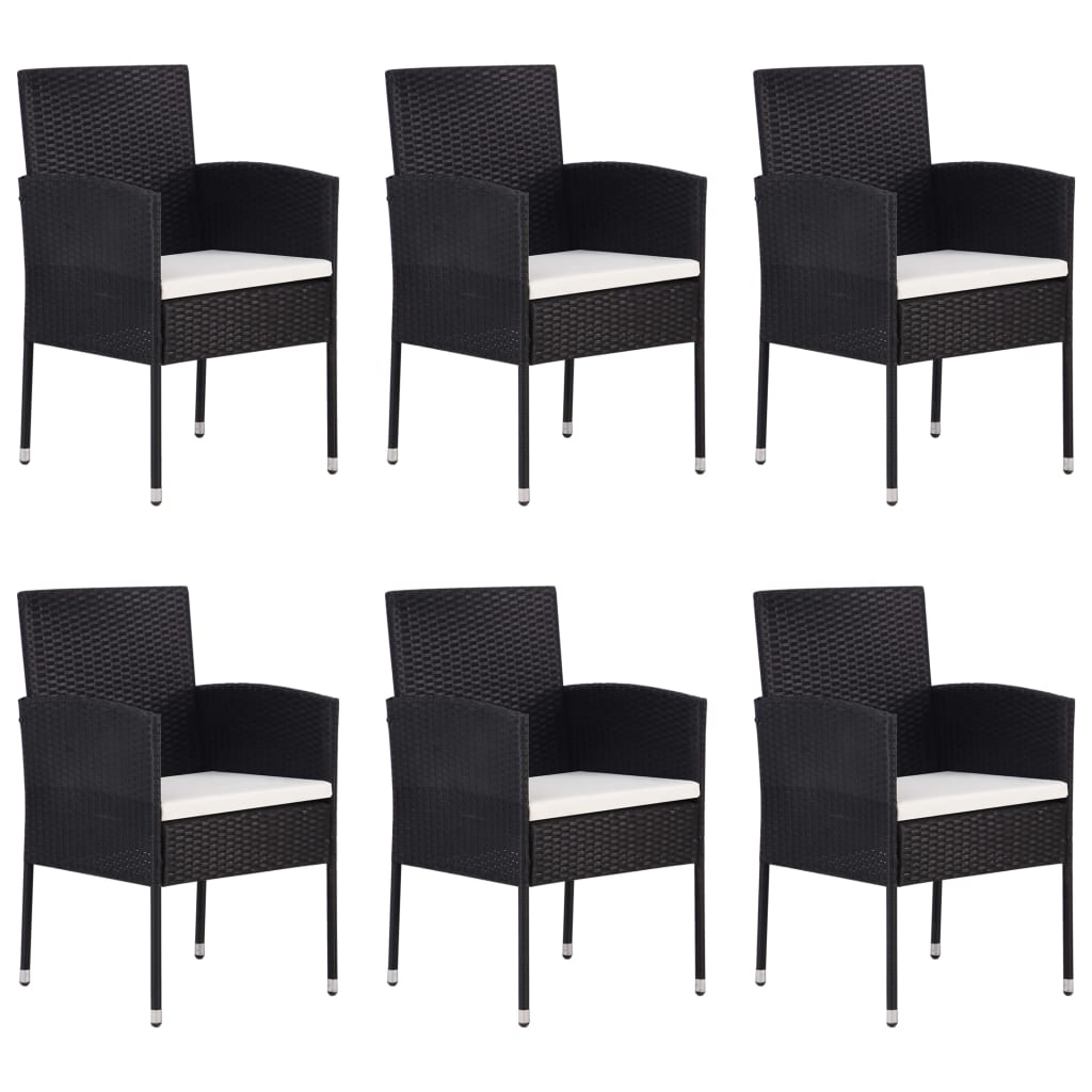 vidaXL Ensemble à manger de jardin 7 pcs Résine tressée Noir