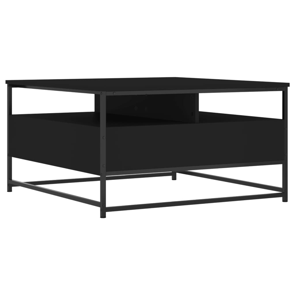 vidaXL Table basse noir 80x80x45 cm bois d'ingénierie