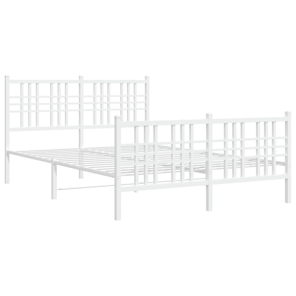 vidaXL Cadre de lit métal sans matelas et pied de lit blanc 120x200 cm