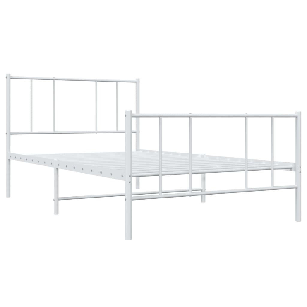 vidaXL Cadre de lit métal sans matelas et pied de lit blanc 100x200 cm