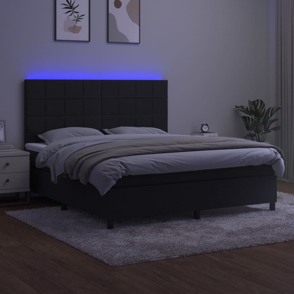 vidaXL Sommier à lattes de lit matelas et LED Noir 180x200 cm Velours