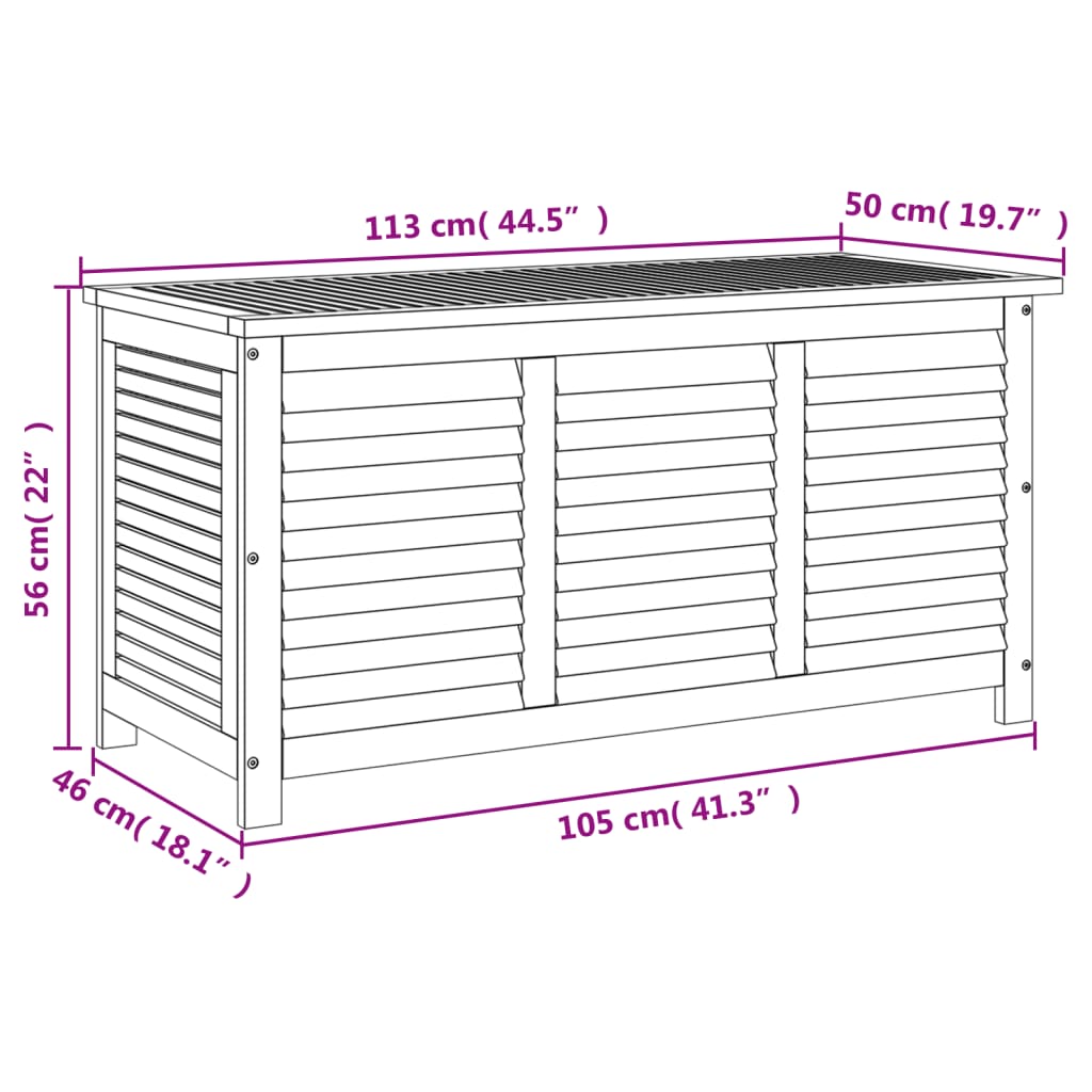 vidaXL Boîte de rangement de jardin persiennes 113x50x56cm bois acacia