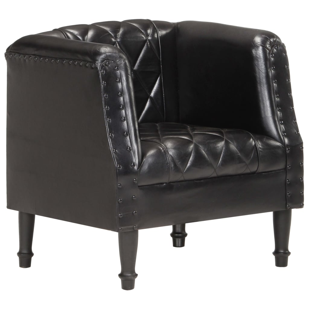 vidaXL Chaise cabriolet Noir Cuir véritable de chèvre