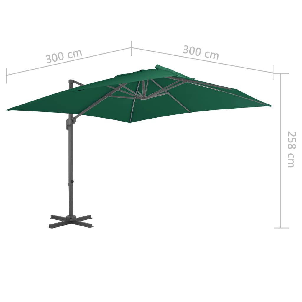 vidaXL Parasol de jardin en porte-à-faux et poteau en aluminium vert