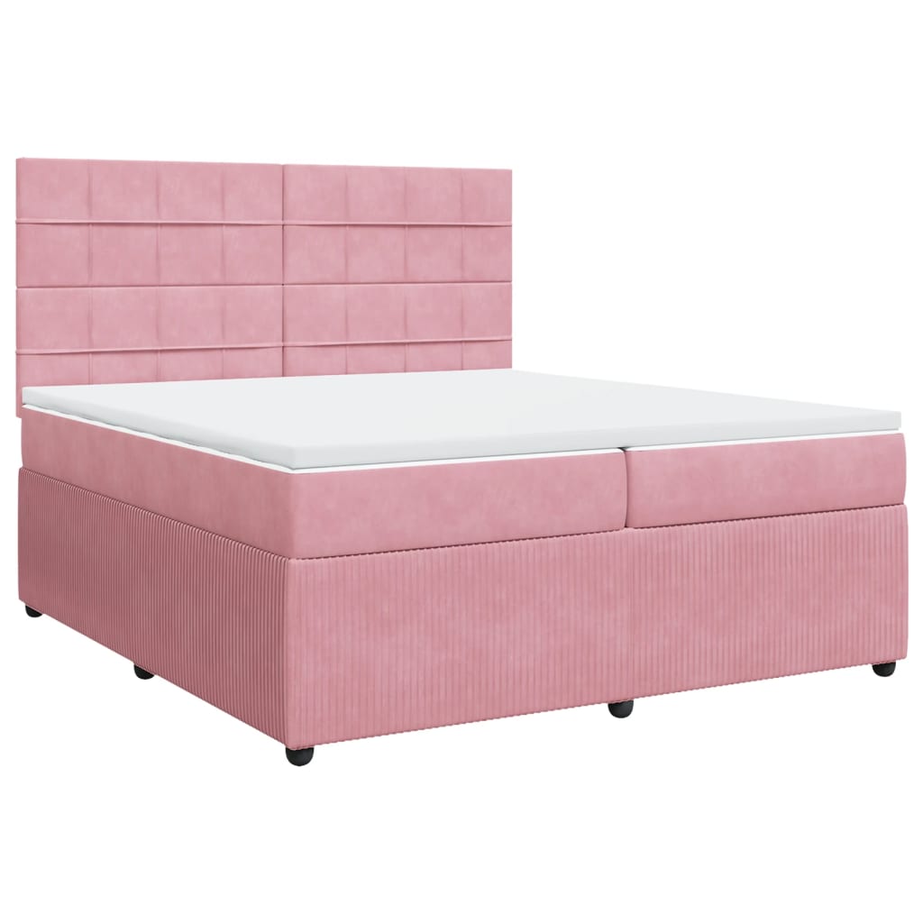 vidaXL Sommier à lattes de lit avec matelas Rose 200x200 cm Velours