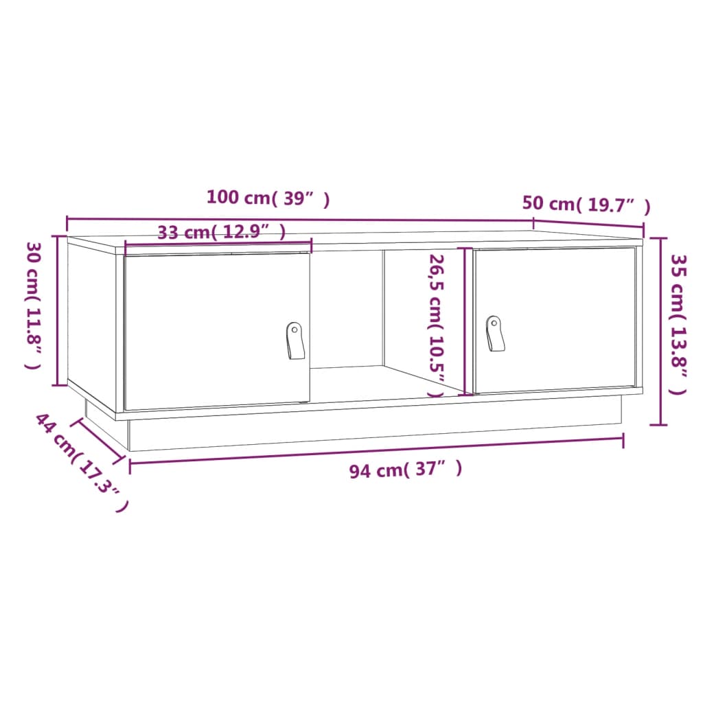 vidaXL Table basse 100x50x35 cm Bois massif de pin