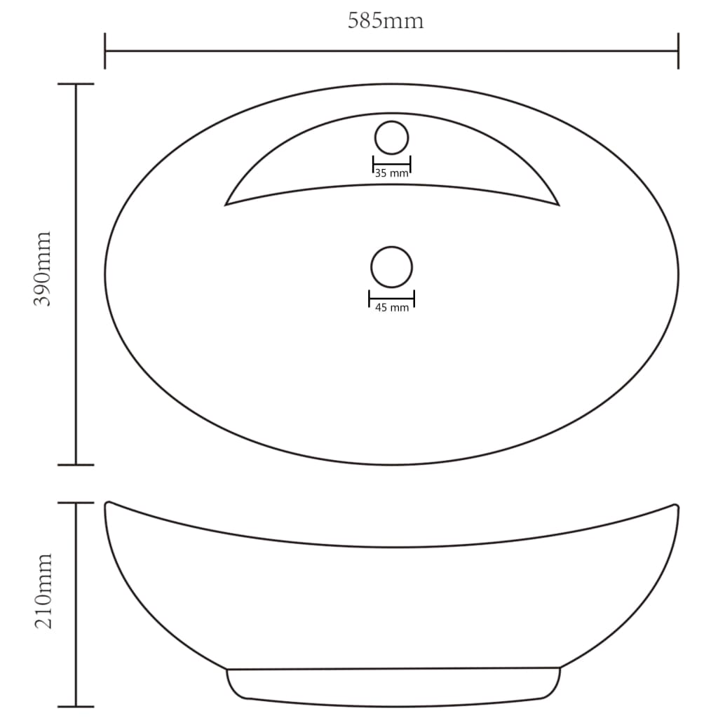 vidaXL Lavabo ovale à trop-plein Bleu foncé mat 58,5x39 cm Céramique