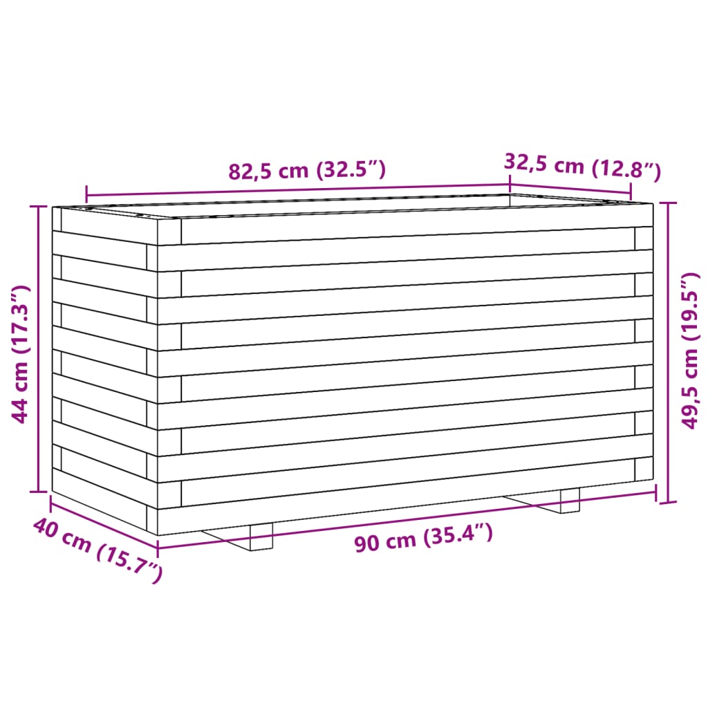 vidaXL Jardinière 90x40x49,5 cm bois de pin massif