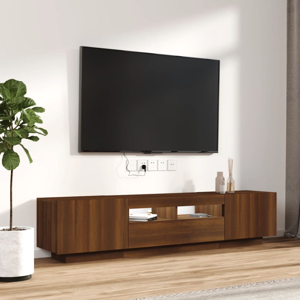 vidaXL Ensemble de meubles TV avec lumières LED 2 pcs Chêne marron